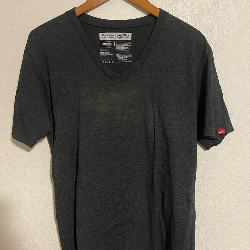 Vans Men's Short Sleeve V-Neck Tee — Charcoal Black